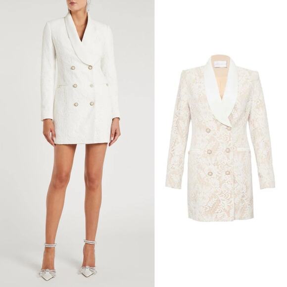 Rebecca Vallance Harriet Bridal Lace Blazer Dress Mini White Size 4 - Picture 1 of 13